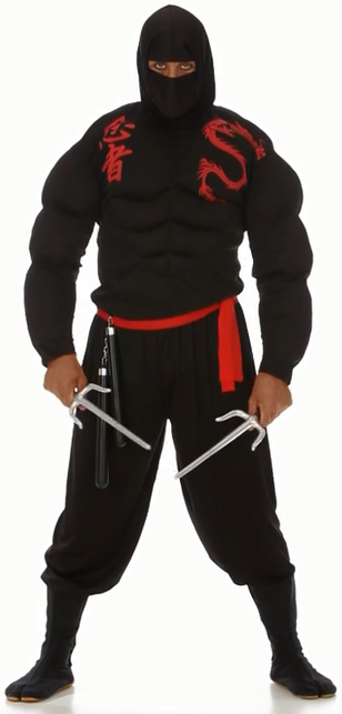 Ninja Kostüm Herren mit Muskeln