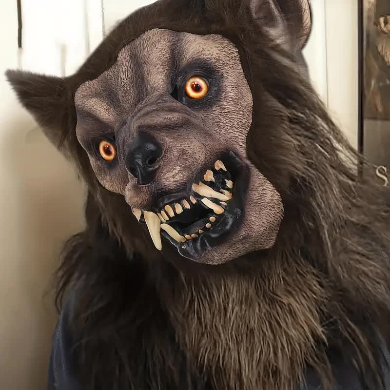 Werwolf Latexmaske mit Kunstfell