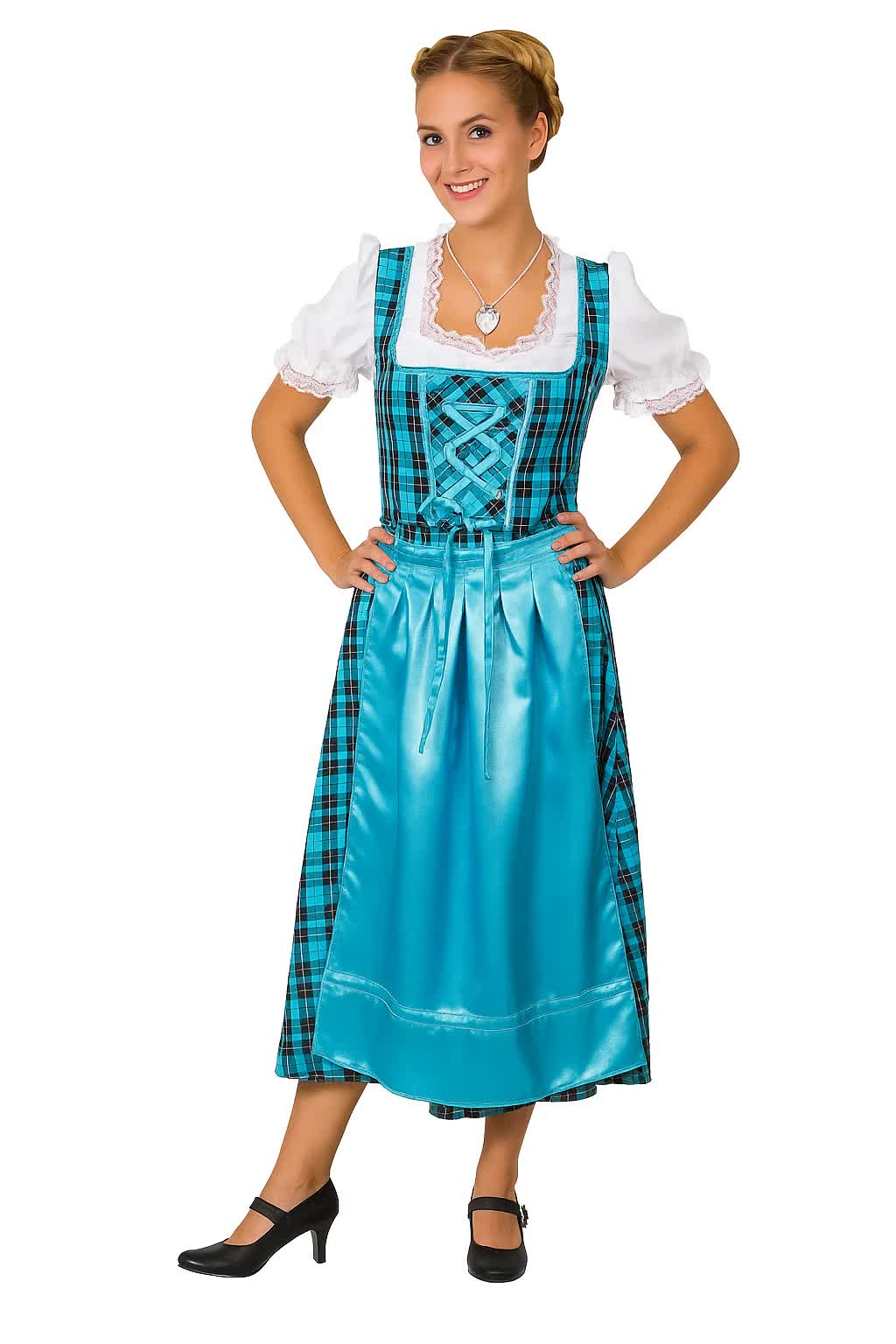 Dirndl für Damen mit Schürze, Trachtenkleid für Oktoberfest
