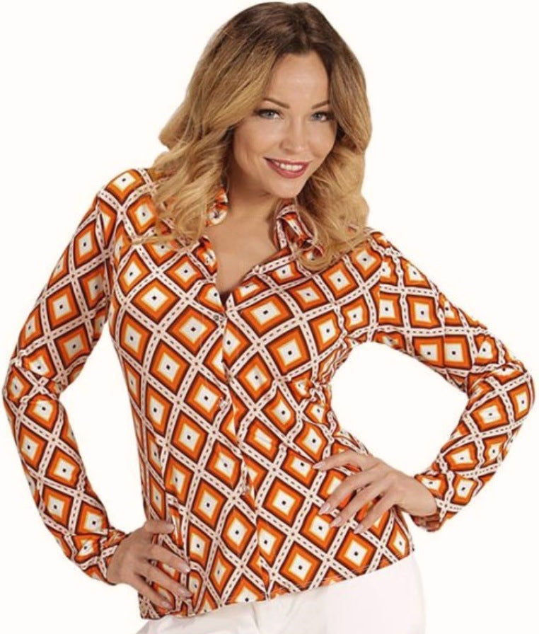 70er Jahre Bluse Flower Power & Disco