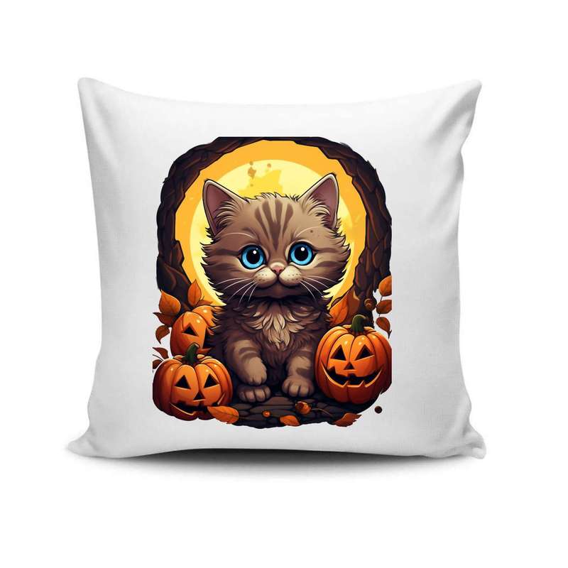 Hexenkatze mit Kürbissen – Halloween Zubehör