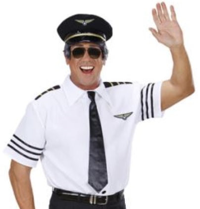 Pilot Kostüm mit Hemd, Krawatte und Mütze