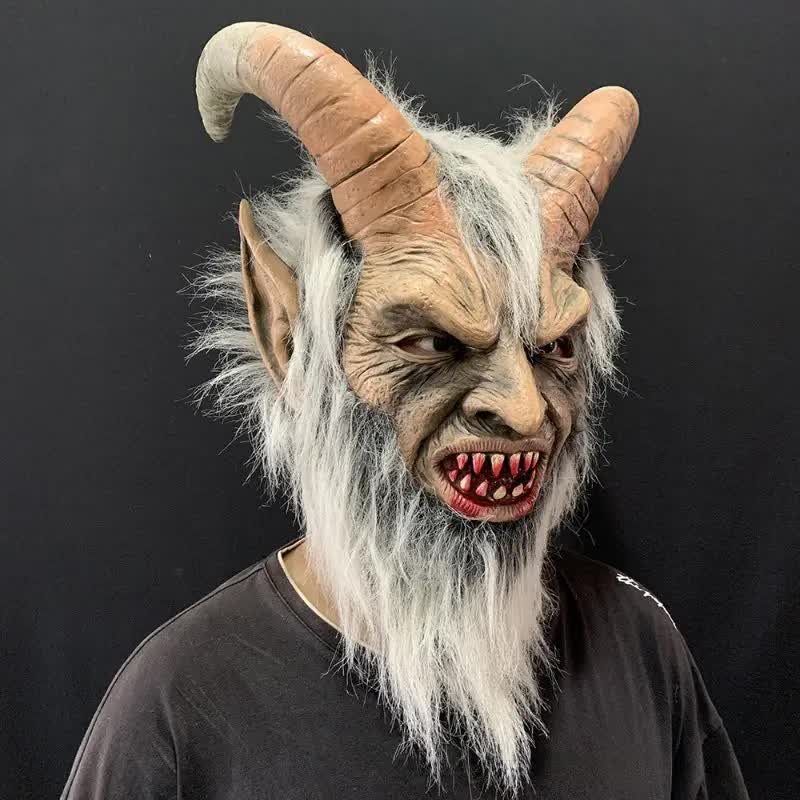Teufel Maske mit Kunstfell – Hornusse Dämon