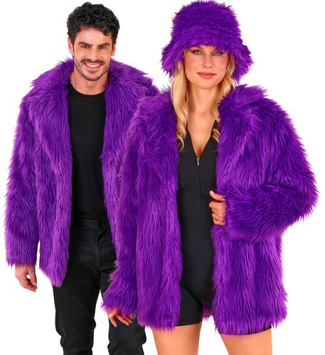 Lange Plüschjacke Unisex – Fake Fur Jacke