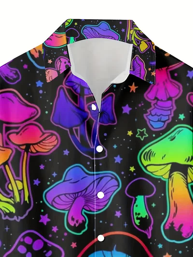 Pilze Hemd für Herren – Psychedelic Hippie Hemd
