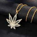 Cannabis Halskette mit Strasssteinen – Reggae Kette
