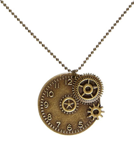 Steampunk Halskette mit Zifferblatt und Zahnrädern