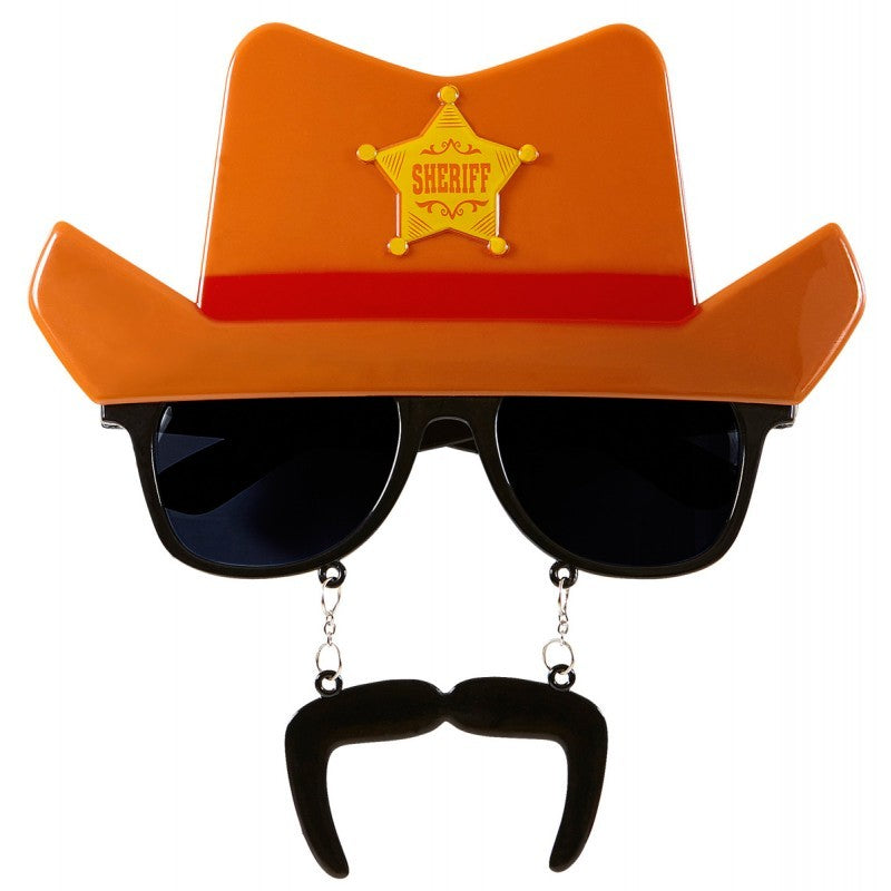 Western Brille mit Hut und Schnauz