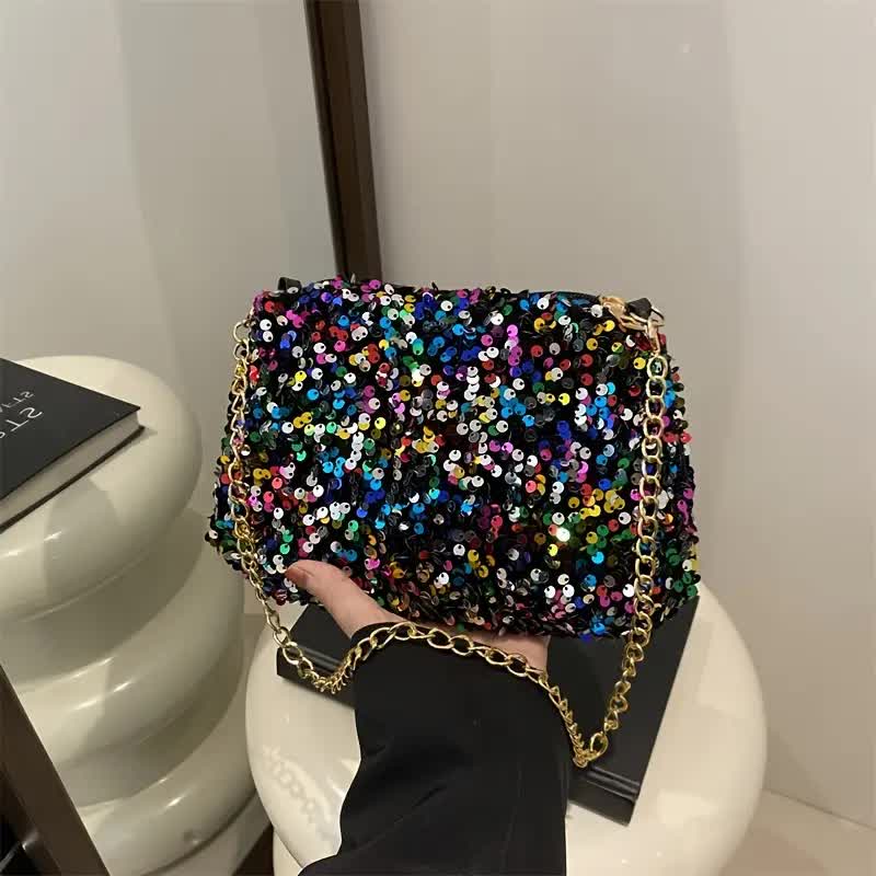 Bunte Pailletten-Tasche – Umhängetasche für 20er und 70er Outfits