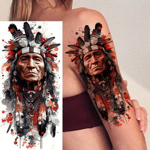 Indianer Häuptling Tattoo – Klebetattoo