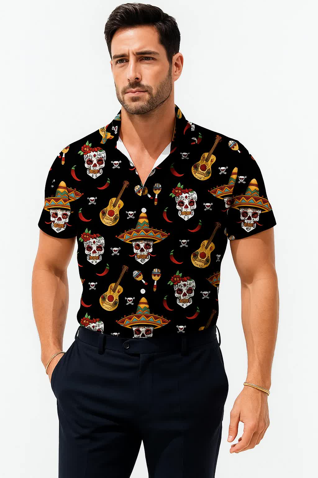 Dia de los Muertos Hemd – Sugar Skull Herrenhemd
