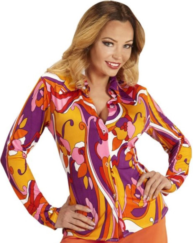 70er Jahre Bluse Flower Power & Disco