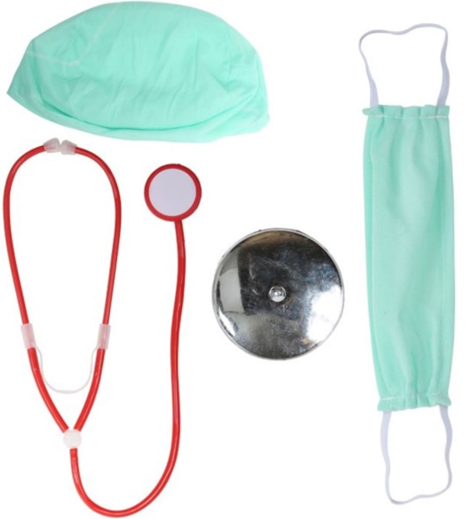 Arzt Set mit Stethoskop, Haube & Mundschutz