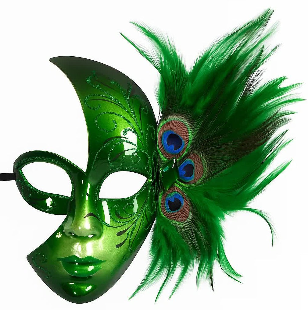 Pfauenmaske – venezianische Halbmaske Rio