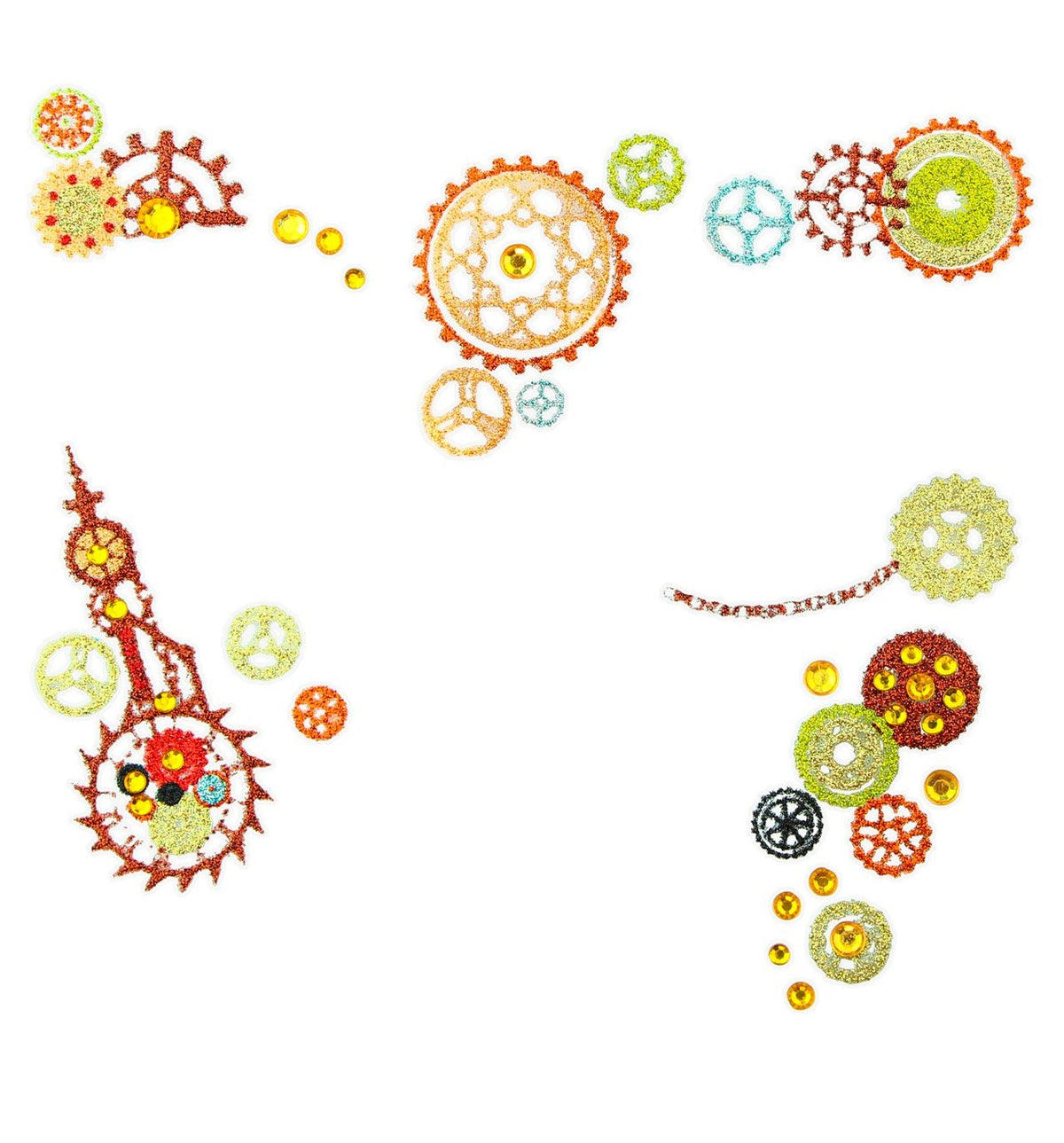 Steampunk Zahnrad Sticker mit Steinchen