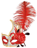Venezianische Augenmaske mit Feder und Blume