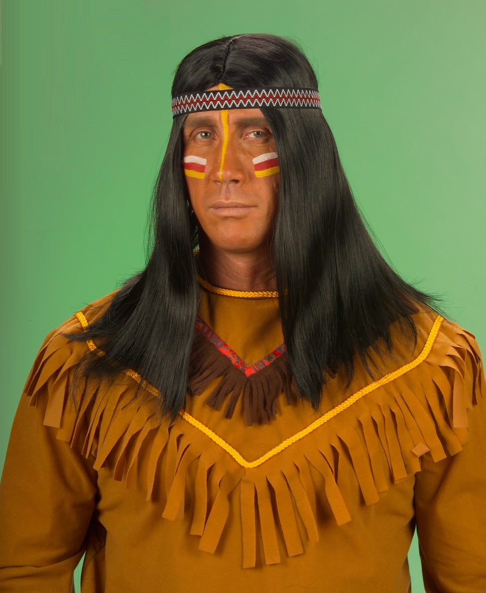 Indianer Perücke mit Stirnband für Herren