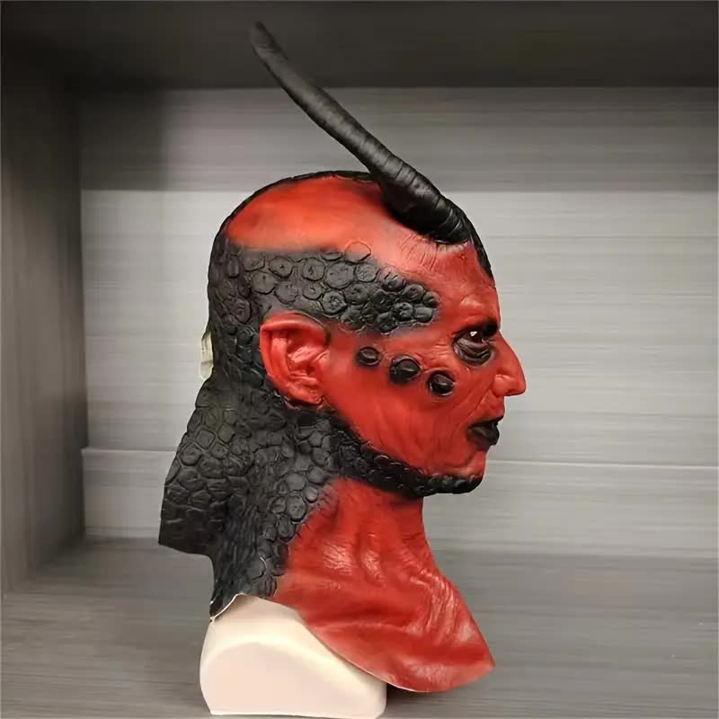 Teufel Maske mit Hörnern – Dämon Latexmaske