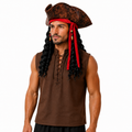 Piratenhut mit Perücke & Augenklappe – Jack Sparrow