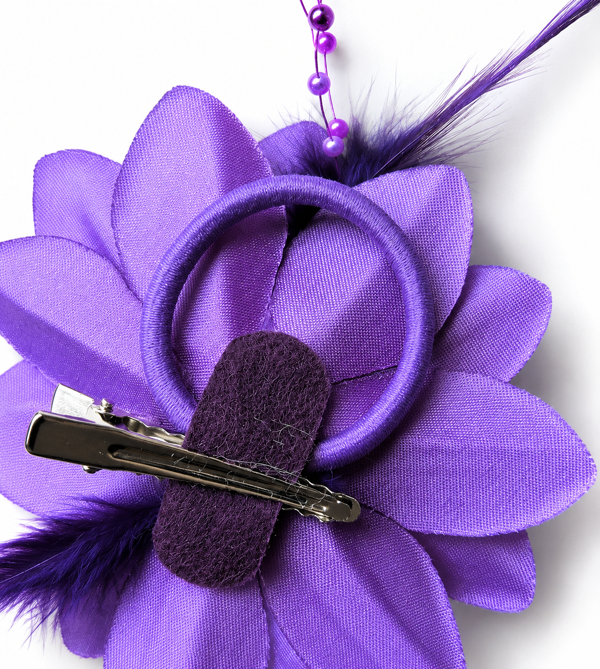 Blumen Haarclip mit Perlen und Federn