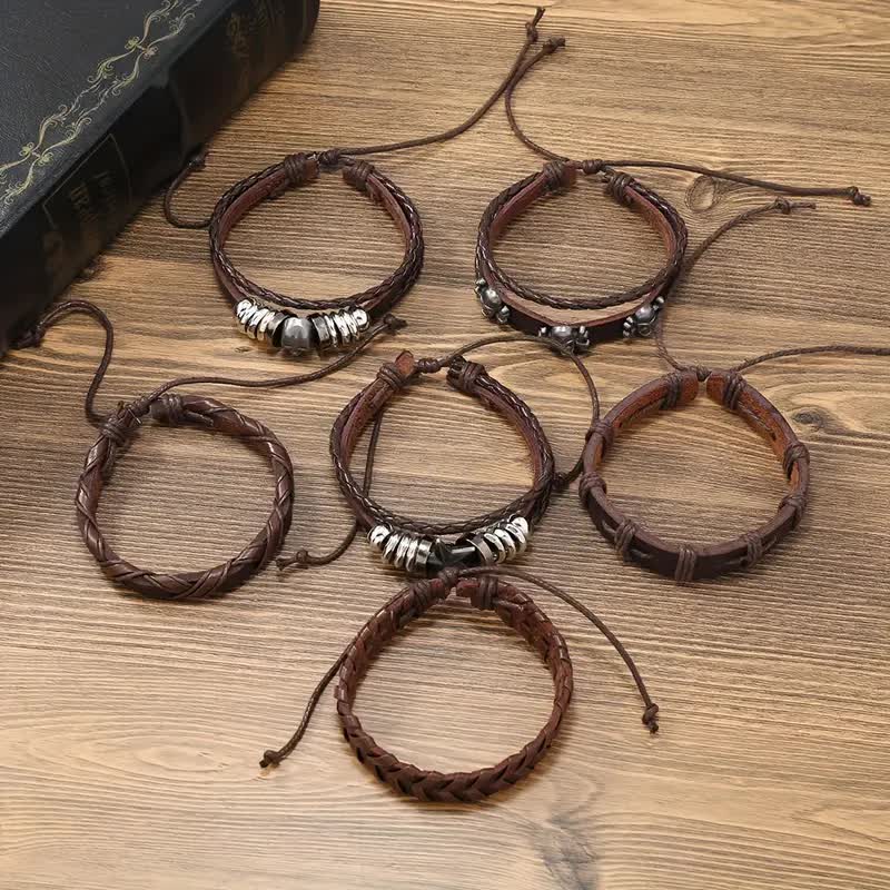Rocker Armbänder 6 Stück mit Totenkopf