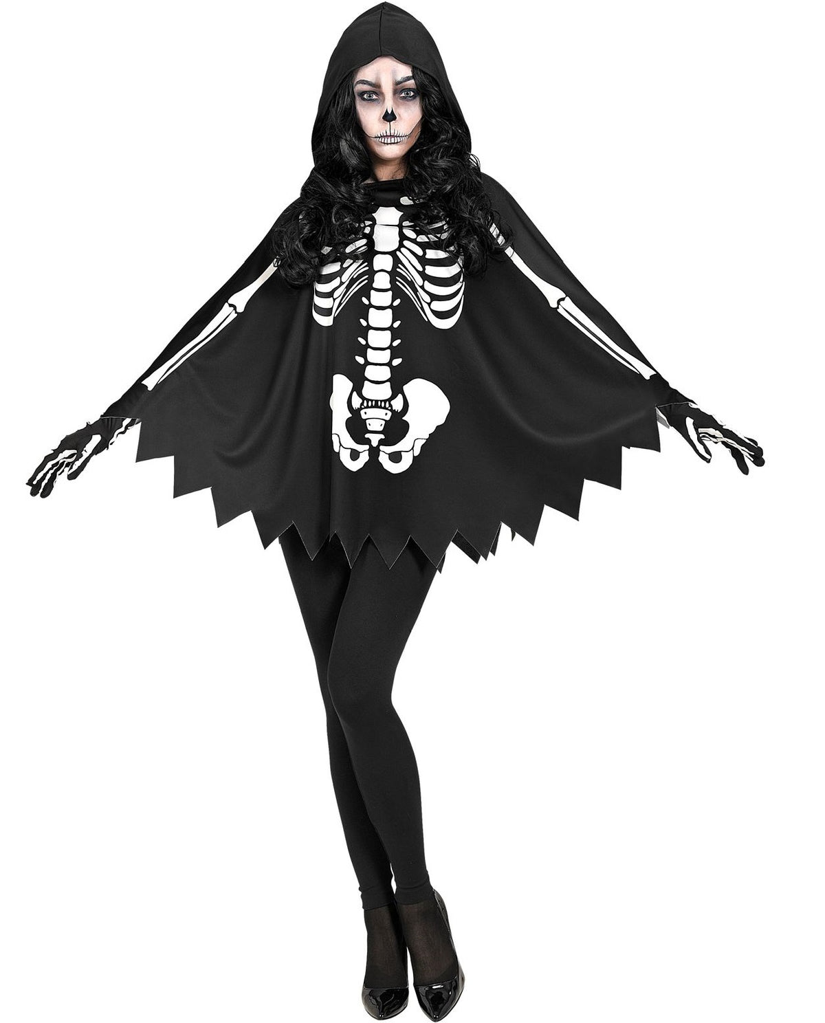 Skelett Poncho mit Zacken für Halloween