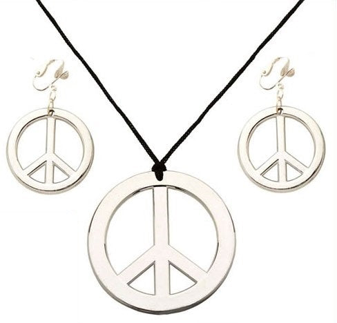 Hippie Schmuckset – Peace Kette & Ohrclips