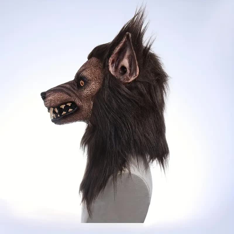 Werwolf Latexmaske mit Kunstfell
