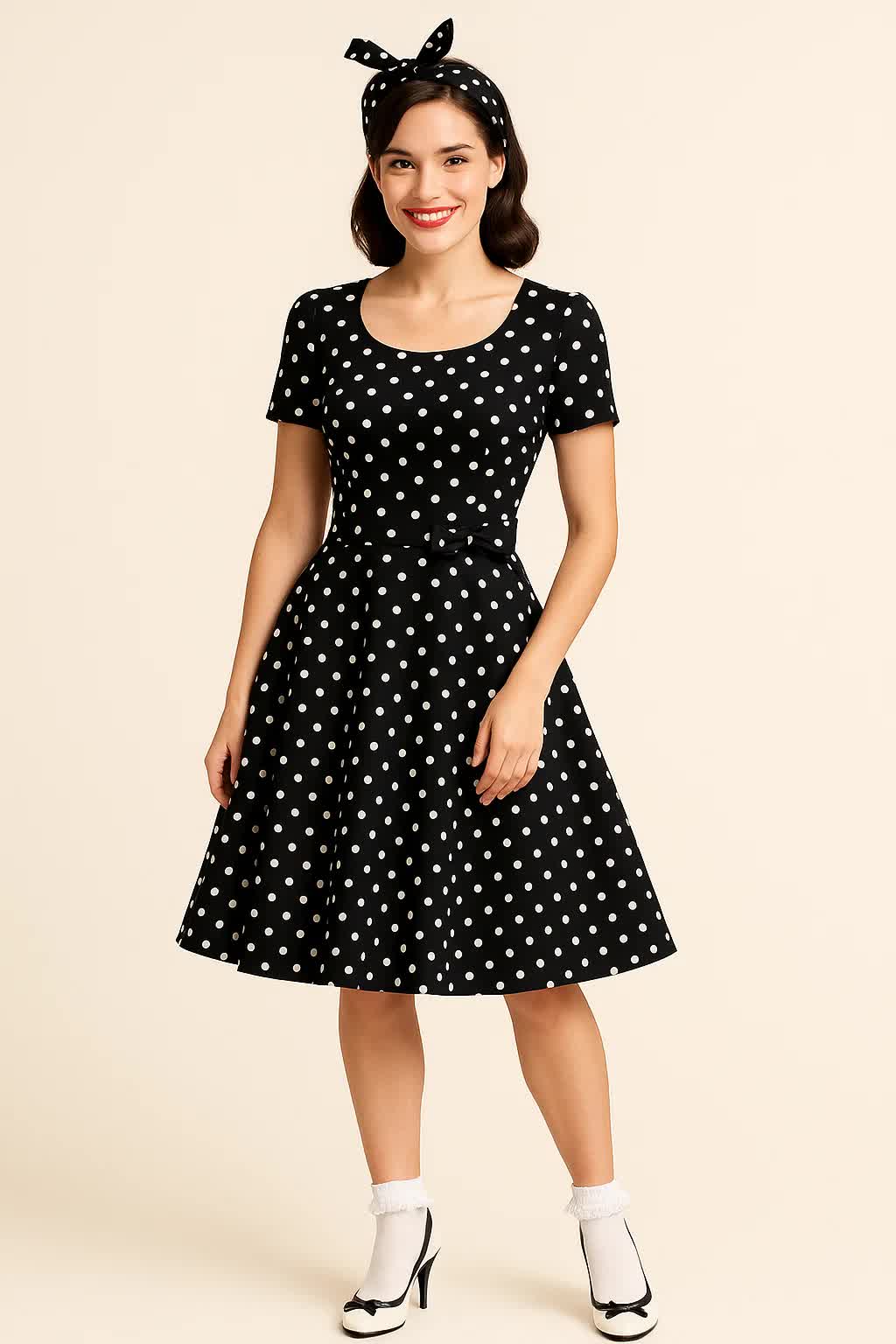 Rock n Roll Kleid mit Ärmeln – 50er Jahre
