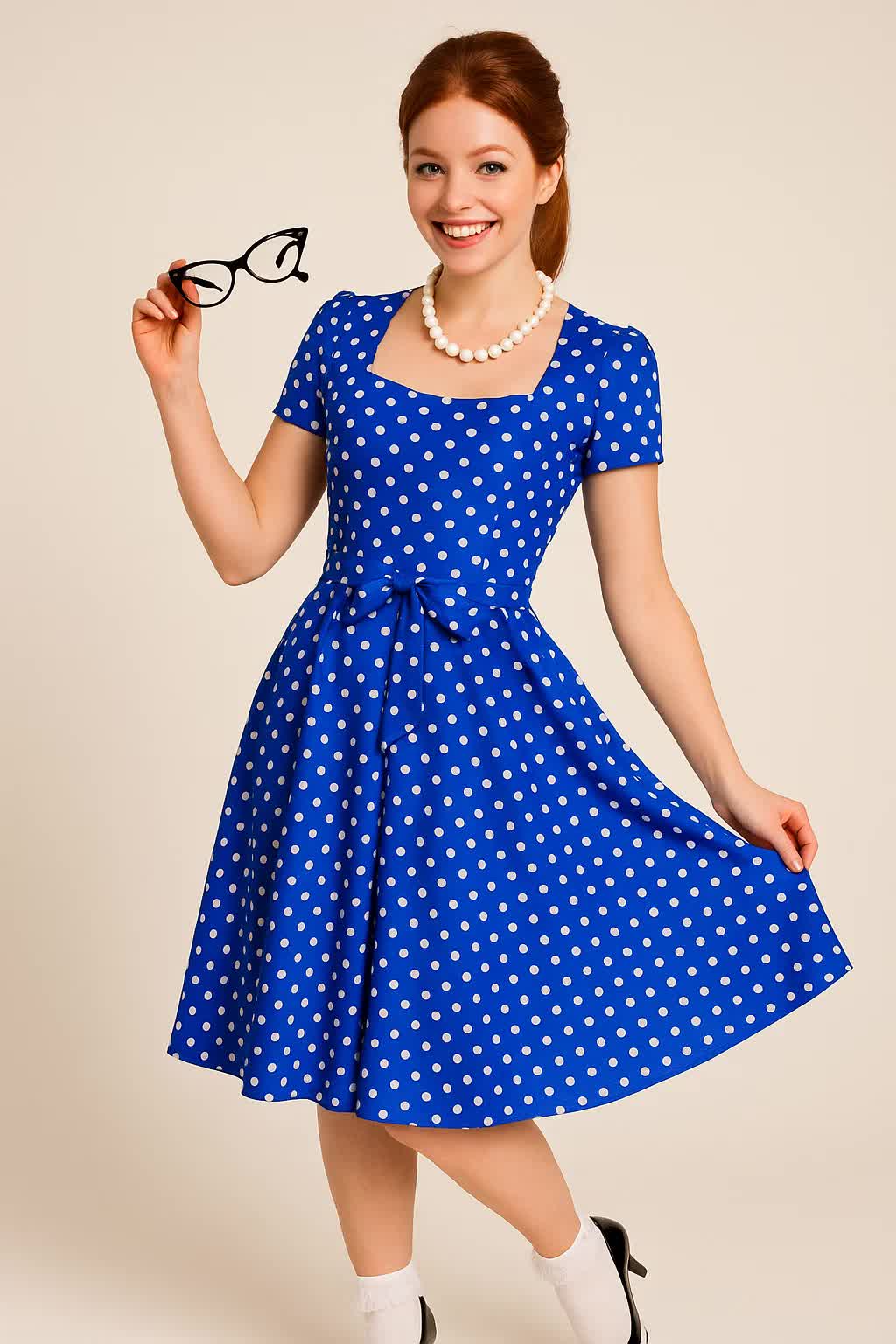 Rock n Roll Kleid mit Ärmeln – 50er Jahre