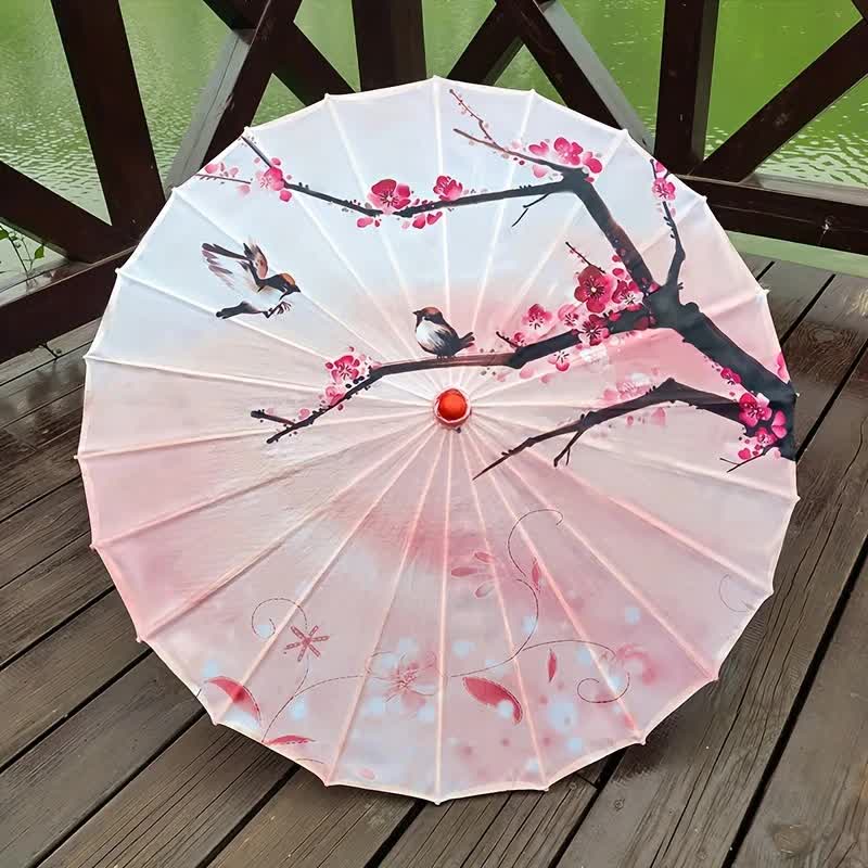 Chinesischer Schirm mit Quaste – Stoffschirm