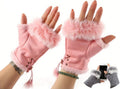 Winterhandschuhe Plüsch mit Kunstfellbesatz
