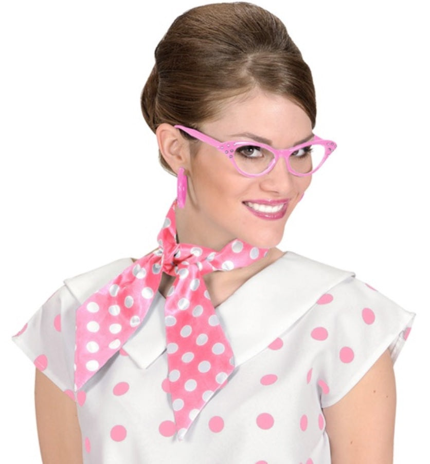 50er Jahre Rockabilly Halstuch rosa und weiss gepunktet