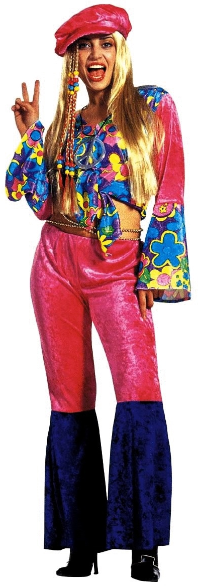 Hippie Kostüm mit Schlaghose – Flower Power