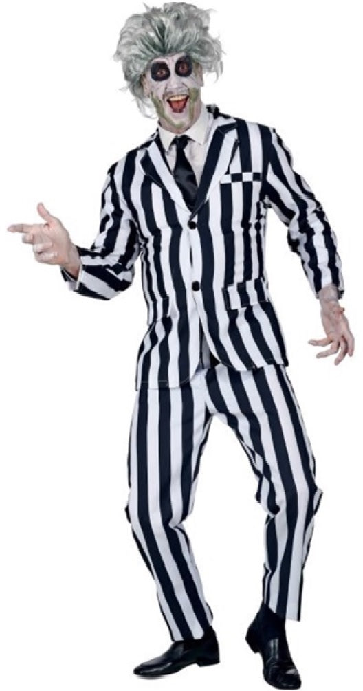 Beetlejuice Kostüm – gestreifter Anzug mit Krawatte