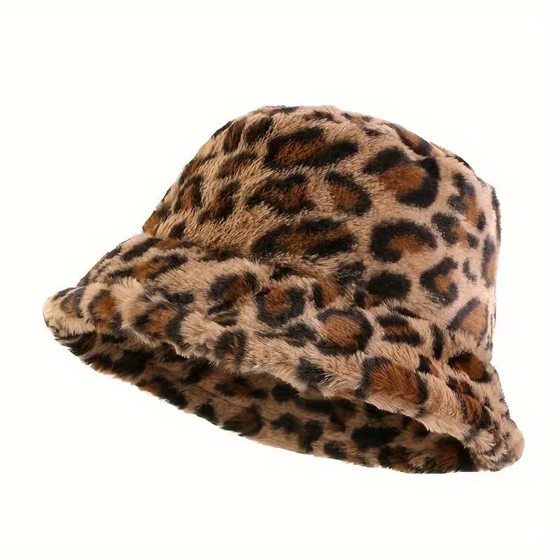 Leoparden Plüschhut mit Animal Print