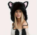 Katzenmütze flauschig – Plüschmütze für Halloween