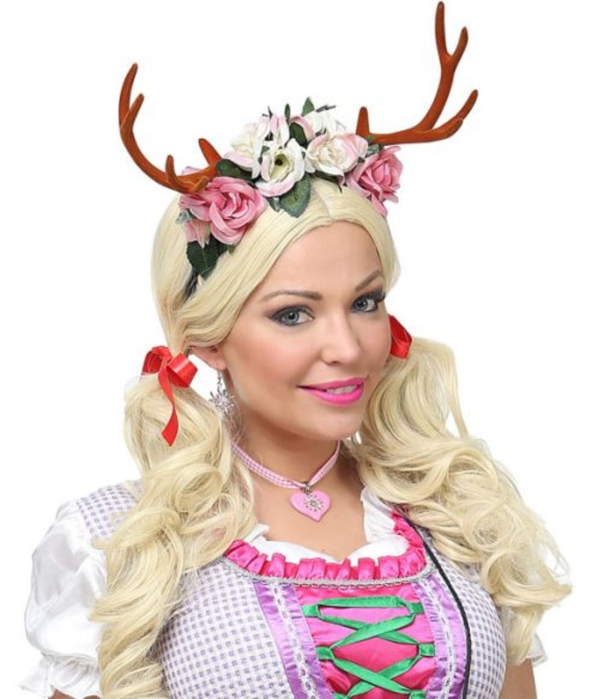 Rentier Geweih mit Blumen – Reh Kopfschmuck