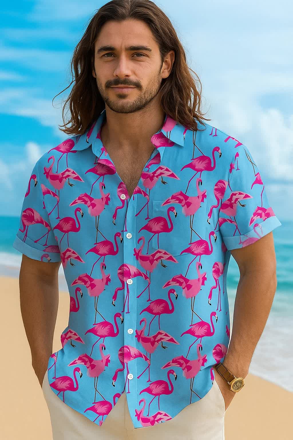 Flamingo Hemd – Hawaii Hemd für Herren