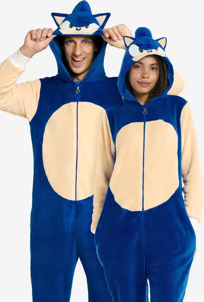 Sonic Kostüm für Erwachsene, Cosplay-Overall mit Kapuze