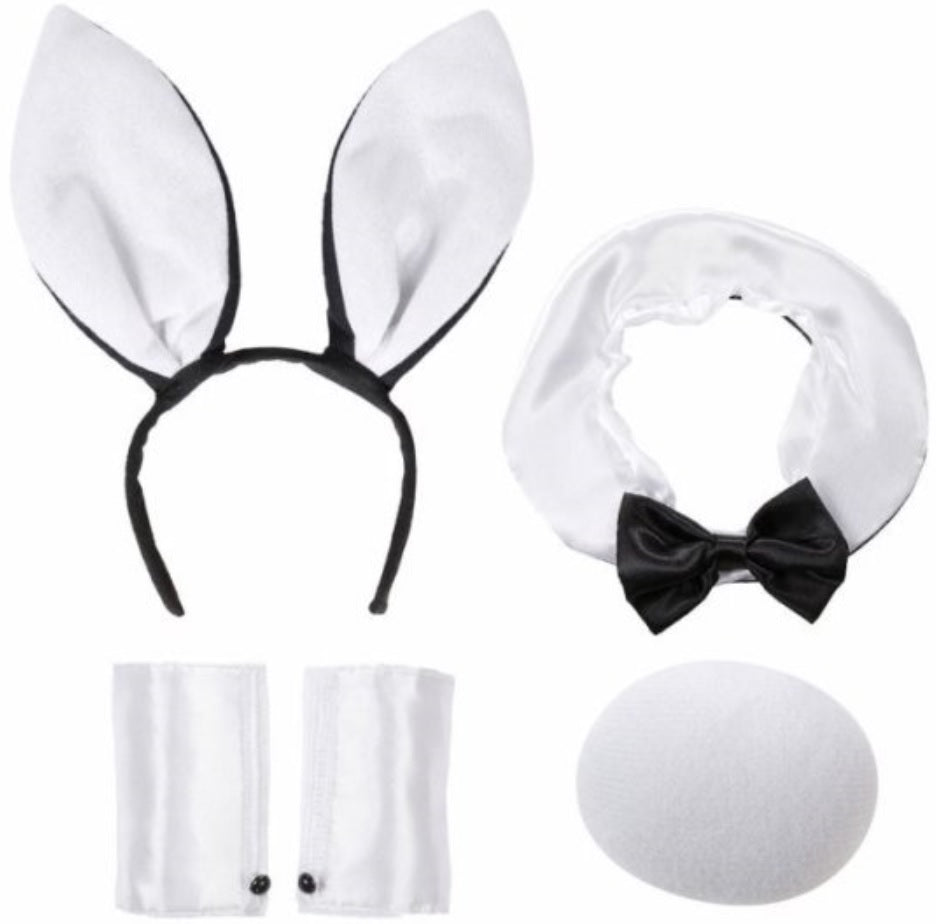 Bunny Set mit Hasenohren, Manschetten und Kragen