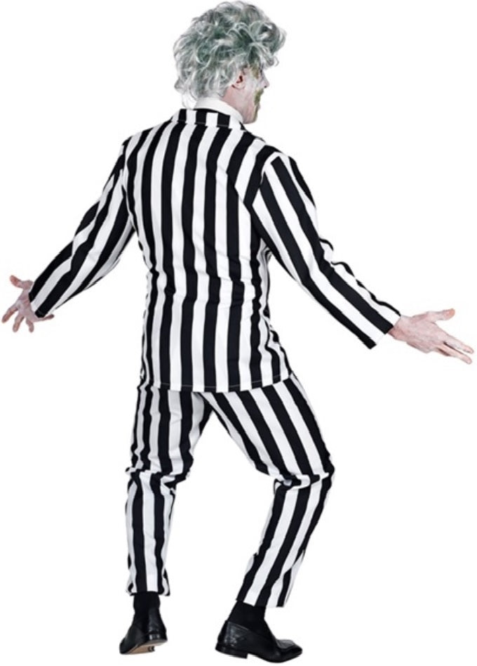 Beetlejuice Kostüm – gestreifter Anzug mit Krawatte