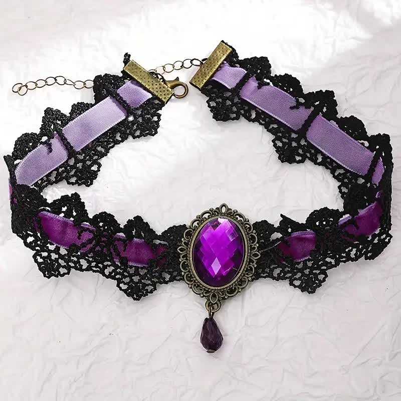 Vampir Halsband mit Spitze & Strass – Choker