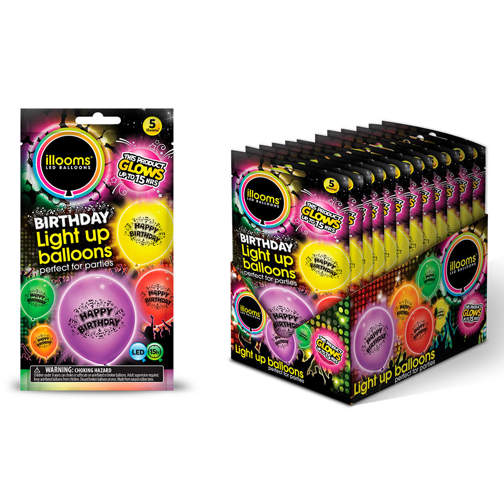 LED Ballons Happy Birthday – 5 Stück