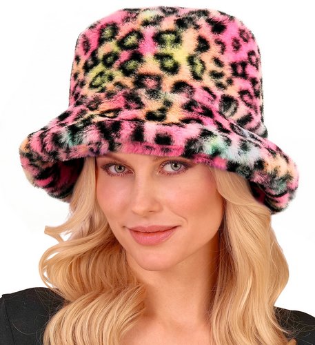 Leoparden Plüschhut – Fake Fur Hut