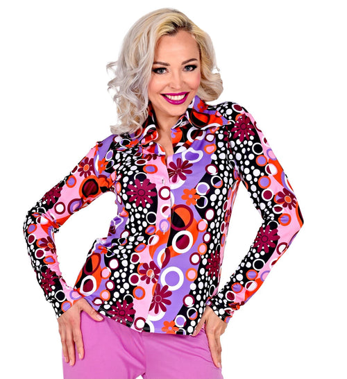 70er Jahre Bluse Flower Power & Disco