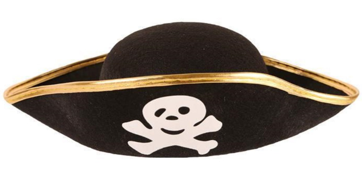Piratenhut mit Borte & Totenkopf