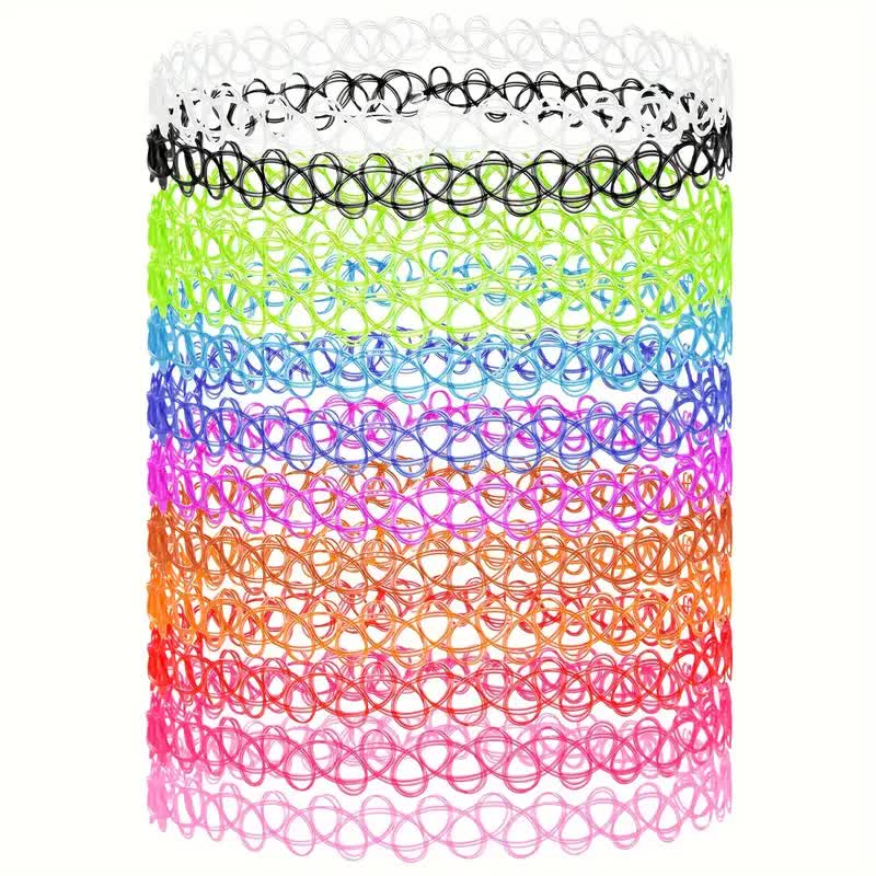 90er Halsbänder – 12 Stück Tattoo Choker