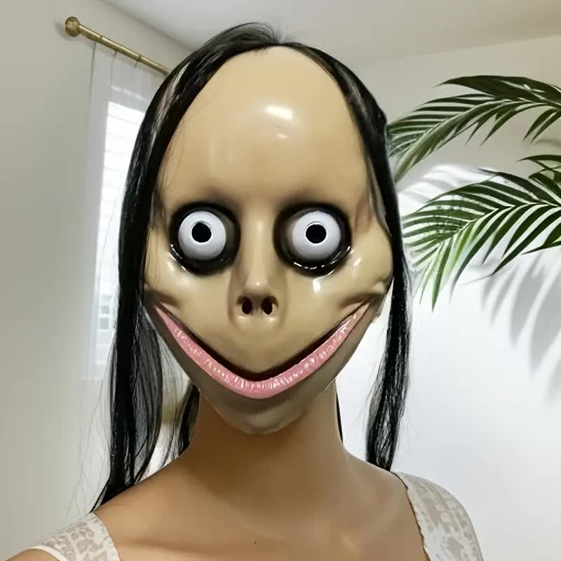 Momo Maske mit Haaren – Creepy Doll